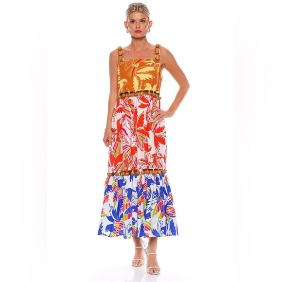 Farm Rio NWT Birds & Beads Maxi Dress - Picture 4 of 14